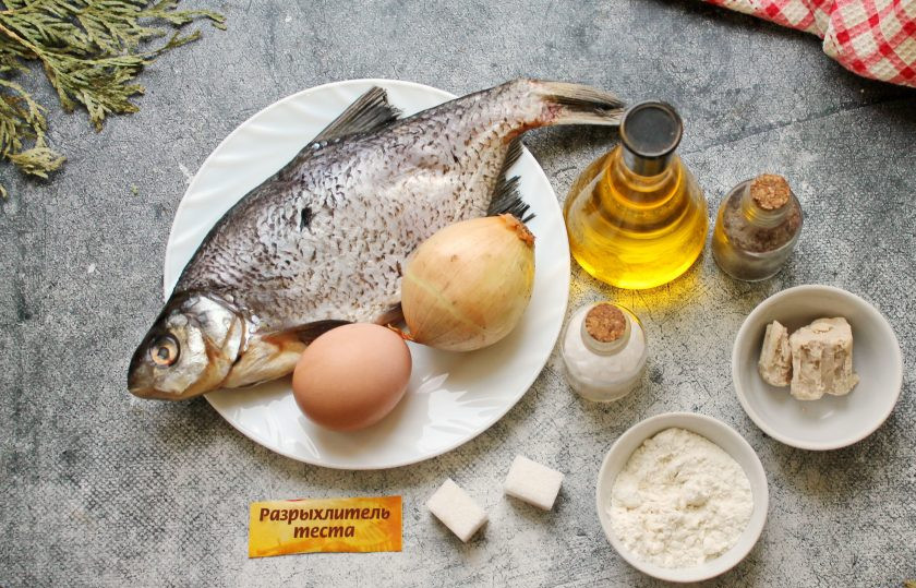 1. Этап. Лещ запеченный в тесте: Подготовьте все необходимые ингредиенты для приготовления леща в тесте.