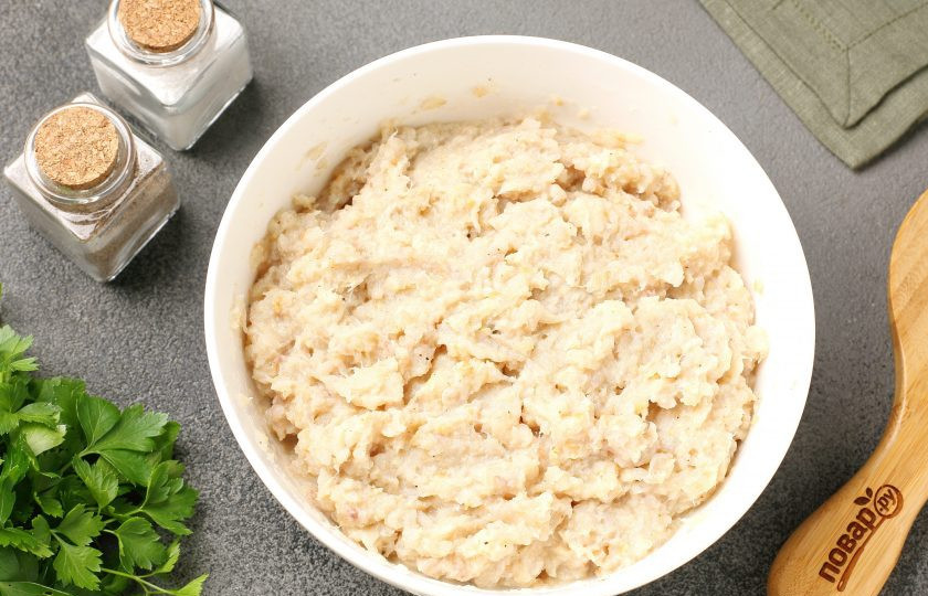 1. Этап. Котлеты рыбные впрок Экономичные: Перемешайте.