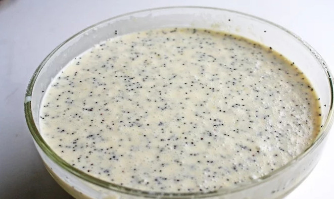 1. Этап. Маковые панкейки: 7. Готовое тесто оставьте минут на 15-20 