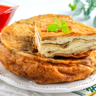 Блинный пирог с творогом