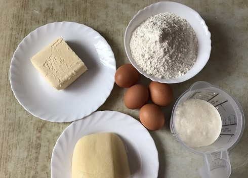 1. Этап. Песочный пирог с сыром: 1. Ингредиенты, которые нам потребуются для приготовления песочного пирога с сыром.