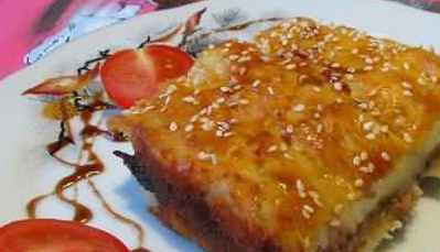 1. Этап. Запеканка из говядины: Запекайте полчаса при 180-190 градусах до готовности.