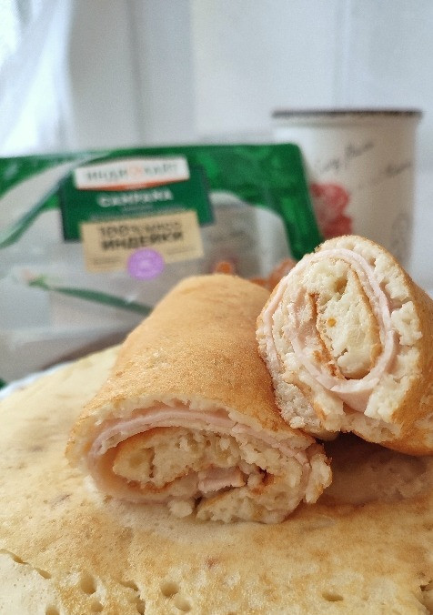 1. Этап. Толстые блины с ветчиной: ❤