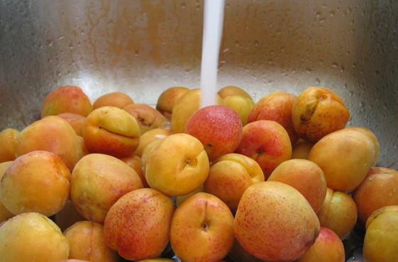 1. Этап. Варенье из абрикосов без воды: Итак, выбираем сочные спелые абрикосы и тщательно промываем их под холодной водой.