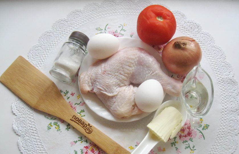 1. Этап. Чыхыртма с курицей: Подготовьте ингредиенты для приготовления чыхыртмы.