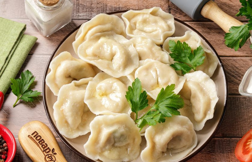 1. Этап. Пельмени с рыбой: Пельмени с рыбой готовы.