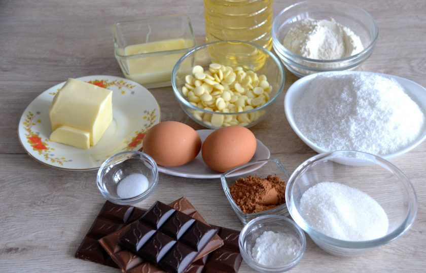 1. Этап. Пирожное Баунти: Подготовьте ингредиенты.